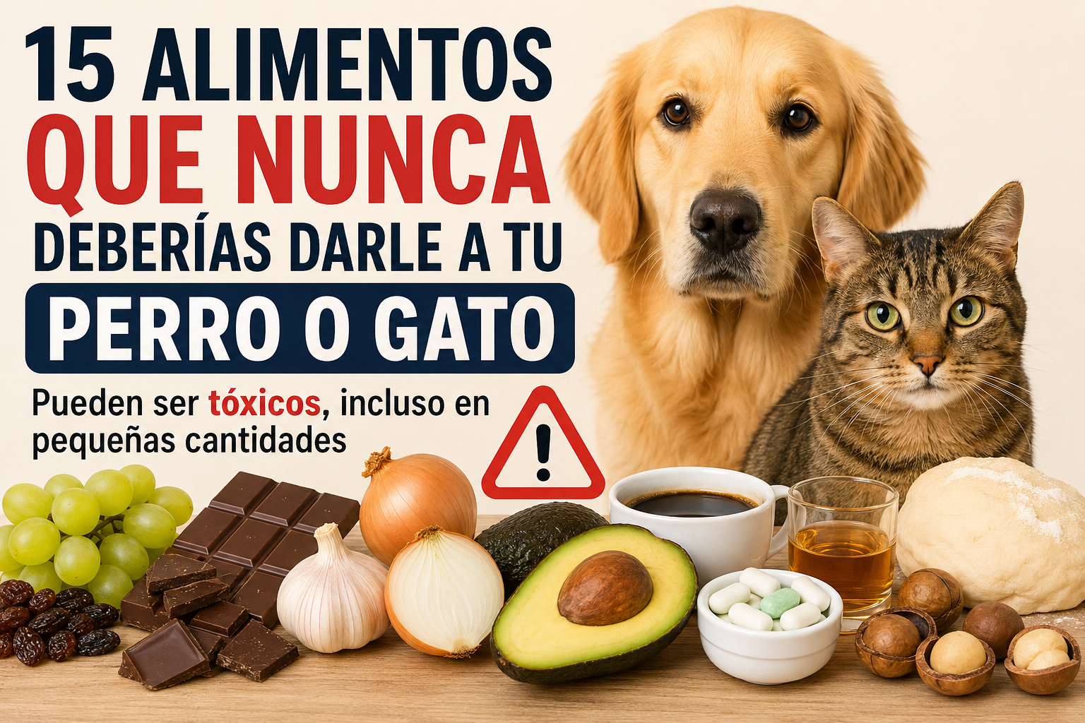 15 alimentos que nunca deberías darle a tu perro o gato